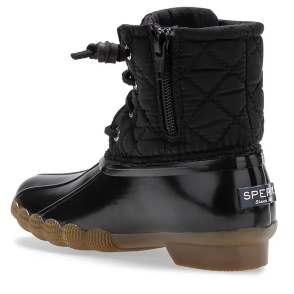 Sperry Saltwater Nylon Quilted Duck Boot Waterproof Lace-Up Rain boot Size 1M