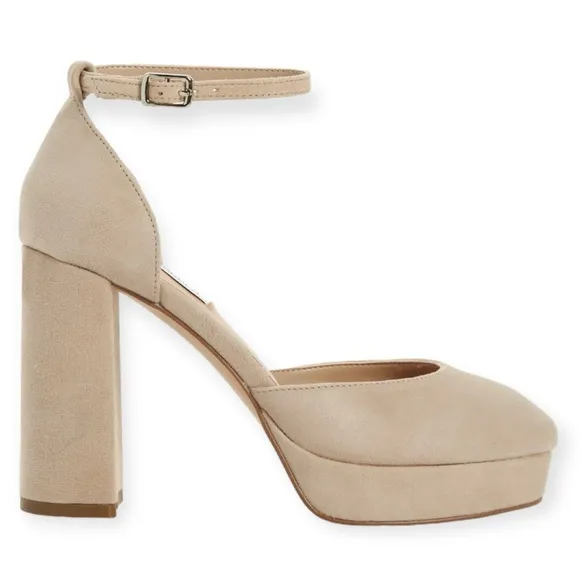 STEVE MADDEN Truth Heels Platform D’orsay Pump Ankle Strap Chunky Heel NWT