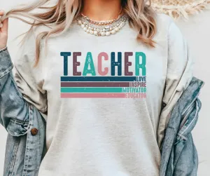 Teacher - Love, Inspire, Motivator, Educator Ash Tee