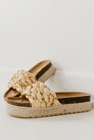 The Wires Gemstone Raffia Sandal