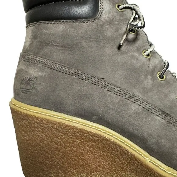 Timberland Women's Suede Gray Earthkeepers Amston Wedge Booties Size 9.5