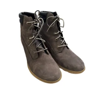 Timberland Women's Suede Gray Earthkeepers Amston Wedge Booties Size 9.5
