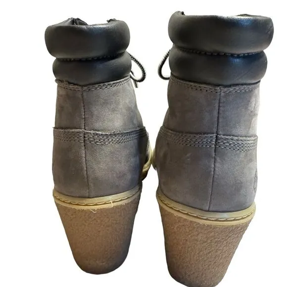 Timberland Women's Suede Gray Earthkeepers Amston Wedge Booties Size 9.5