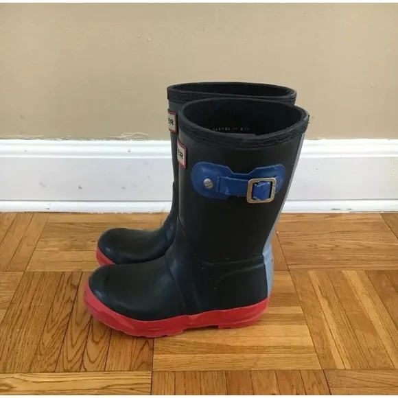 Toddler Kids Hunter Rain Boots Blue &amp; Red Size 10