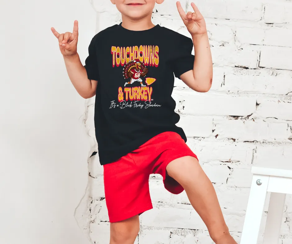 Touchdowns & Turkey It's a Black Friday Showdown Black Tee
