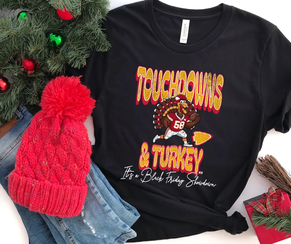 Touchdowns & Turkey It's a Black Friday Showdown Black Tee