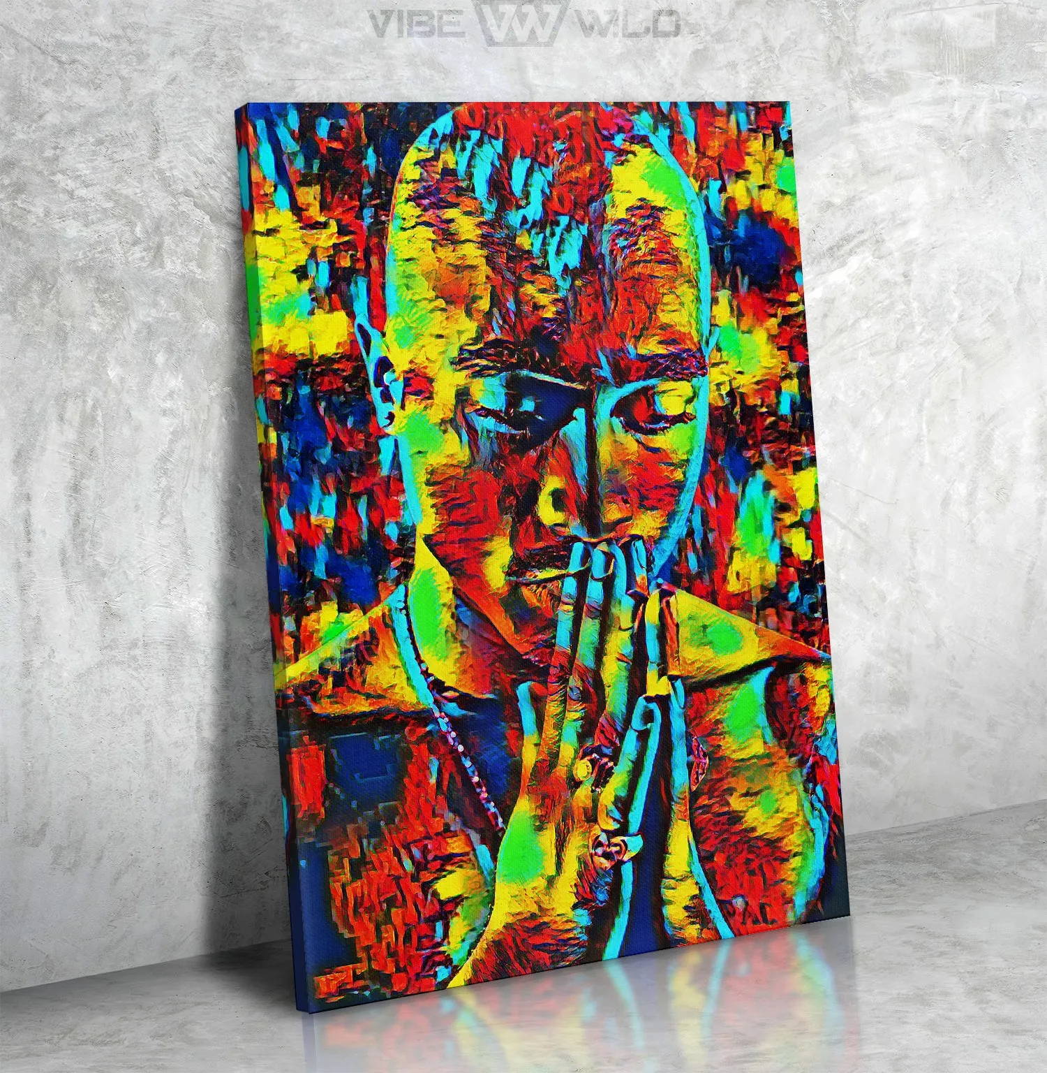 Tupac 2Pac Praying Colors Canvas Wall Art