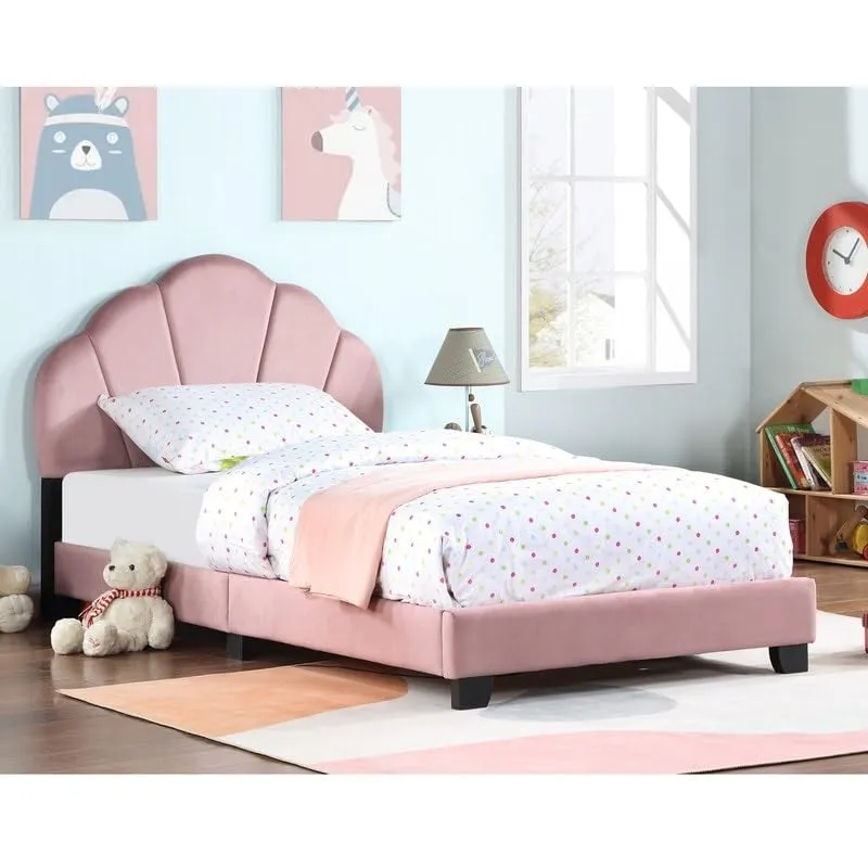 Twin Size Sheep Design Upholstered Platform Bed for Kids with