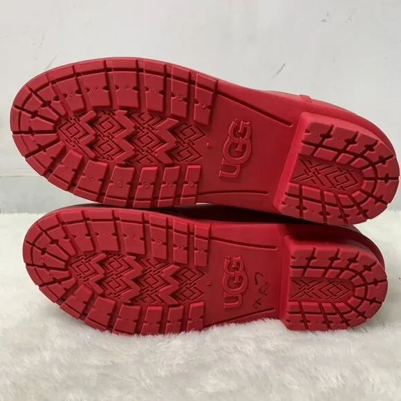 UGG Women's Chevonne Chelsea Red Waterproof Rain Booties Size 10