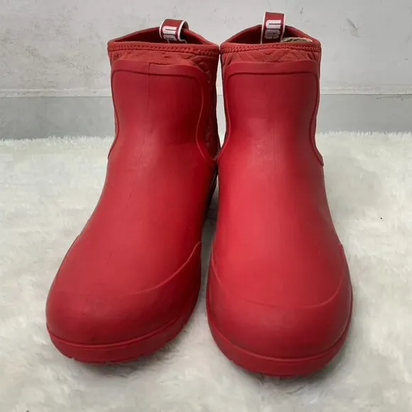 UGG Women's Chevonne Chelsea Red Waterproof Rain Booties Size 10