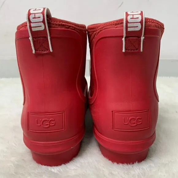 UGG Women's Chevonne Chelsea Red Waterproof Rain Booties Size 10