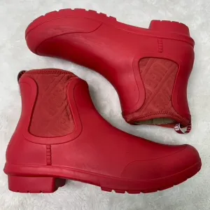 UGG Women's Chevonne Chelsea Red Waterproof Rain Booties Size 10