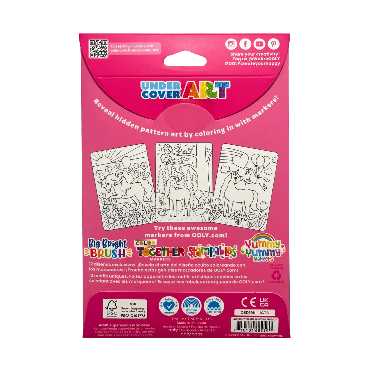 Undercover Art Hidden Pattern Coloring Activity Art Cards - Unicorn Friends