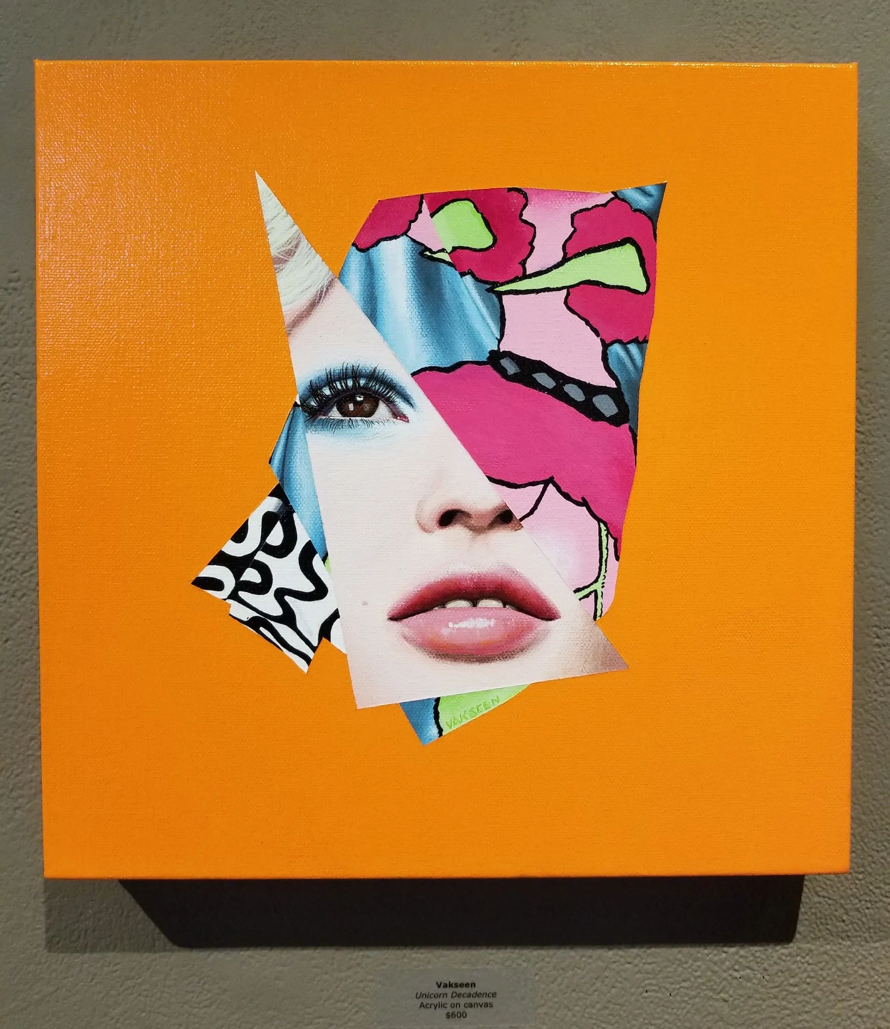 Unicorn Decadence - Abstract portrait Art - Vanity Pop - Collage Portrait - Original Acrylic Painting & Wall Decor - Vakseen Art