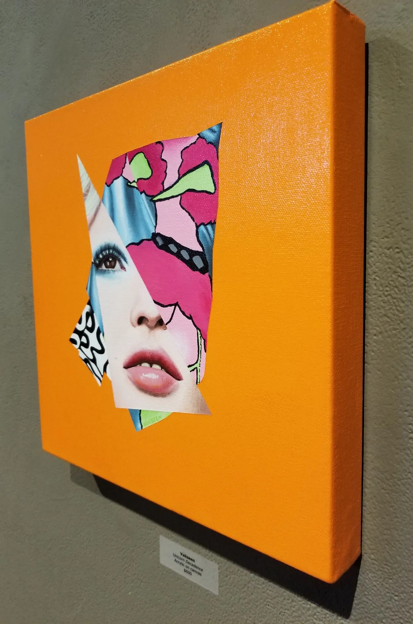 Unicorn Decadence - Abstract portrait Art - Vanity Pop - Collage Portrait - Original Acrylic Painting & Wall Decor - Vakseen Art