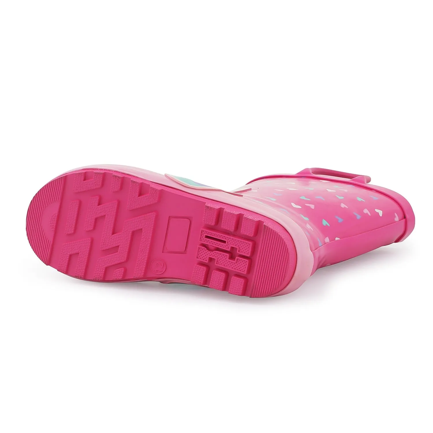 Unicorn Heart Pattern Waterproof Pink Rubber Rain Boots