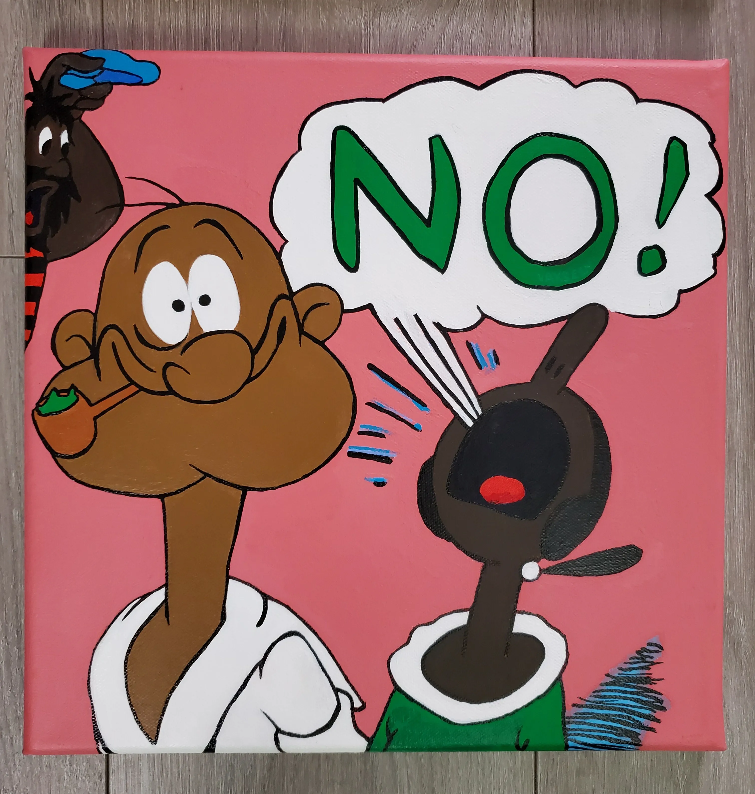 Well Blow Me Down! - FOBP - Black Popeye portrait art - Original Acrylic Painting - Vakseen Art