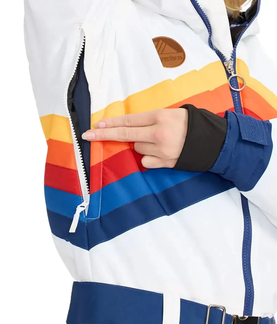Women's Colorpop Powder Snow Suit - Retro Stripe Ski Suit