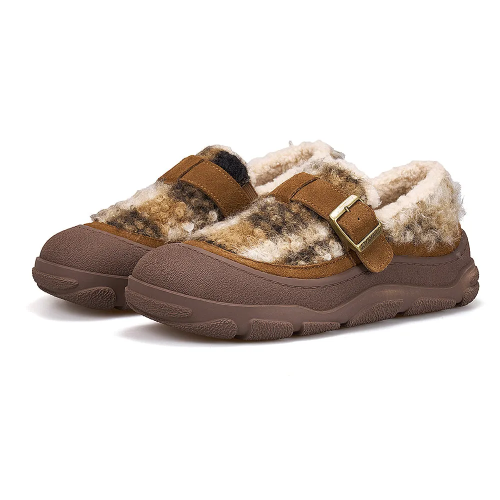 Women's Fur and Leather Slip-on Winter Ankle Boots-65926W
