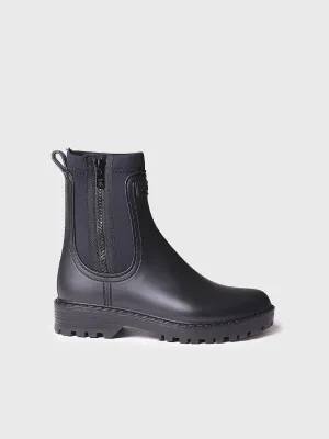 Women's Neoprene and Rubber rain Ankle boot in Black - CLAIS