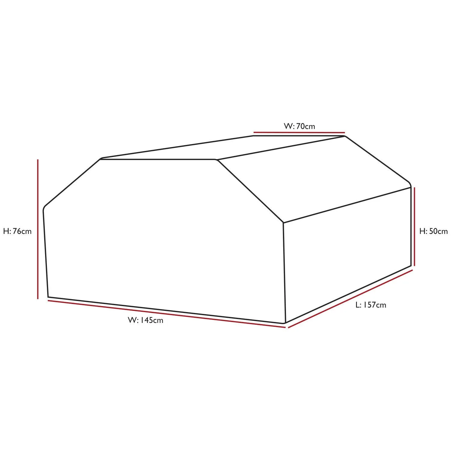 Woodside Black Waterproof Outdoor 6 Seater Square Picnic Table Cover