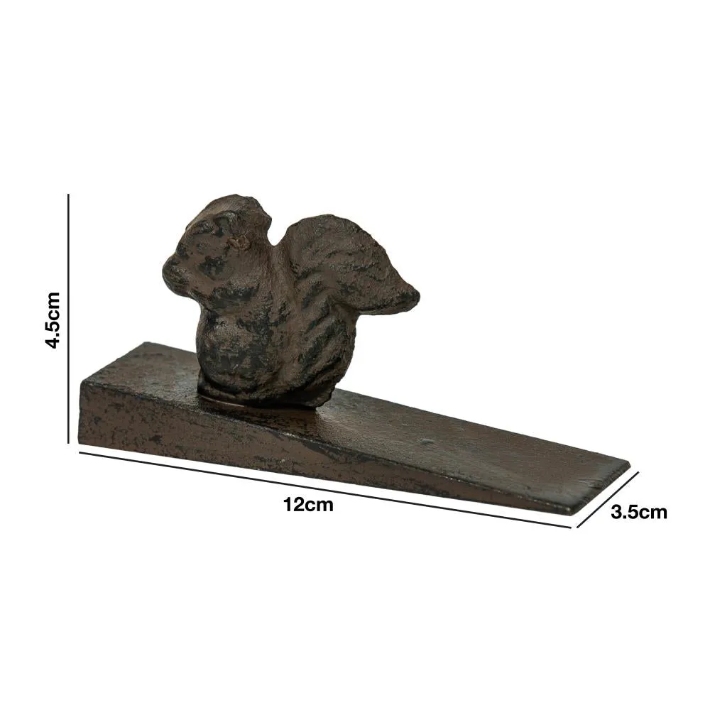 Woodside Heavy Duty Cast Iron Decorative Squirrel Door Wedge Stop, Doorstopper/Jammer