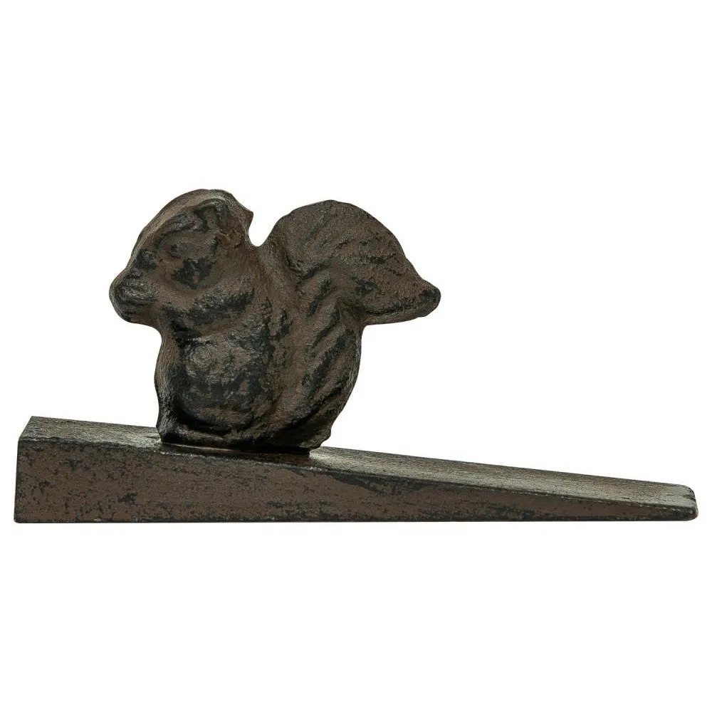 Woodside Heavy Duty Cast Iron Decorative Squirrel Door Wedge Stop, Doorstopper/Jammer