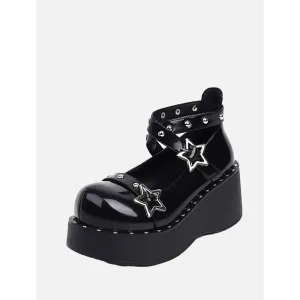Y2K Platform Mary Janes in Black and Brown Suede for Stylish Women