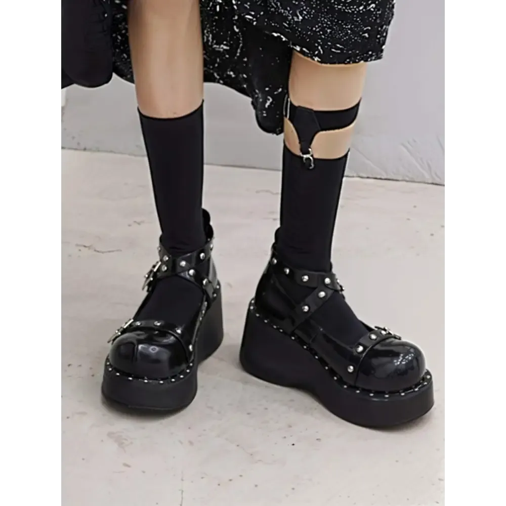 Y2K Platform Mary Janes in Black and Brown Suede for Stylish Women