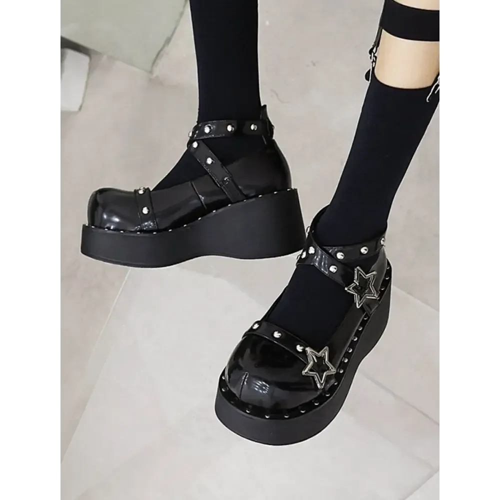 Y2K Platform Mary Janes in Black and Brown Suede for Stylish Women