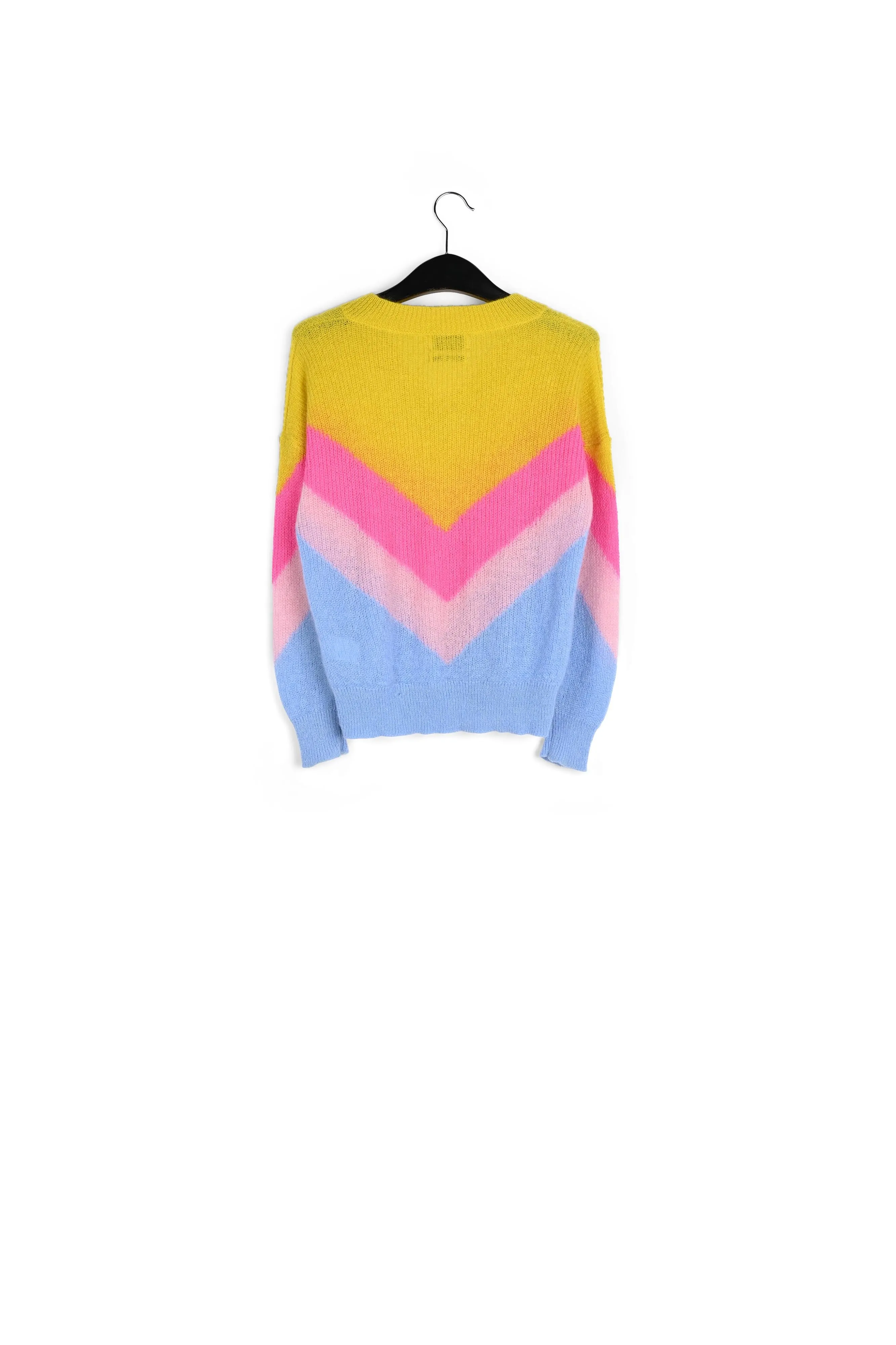 Yellow, pink and blue v pattern sweater