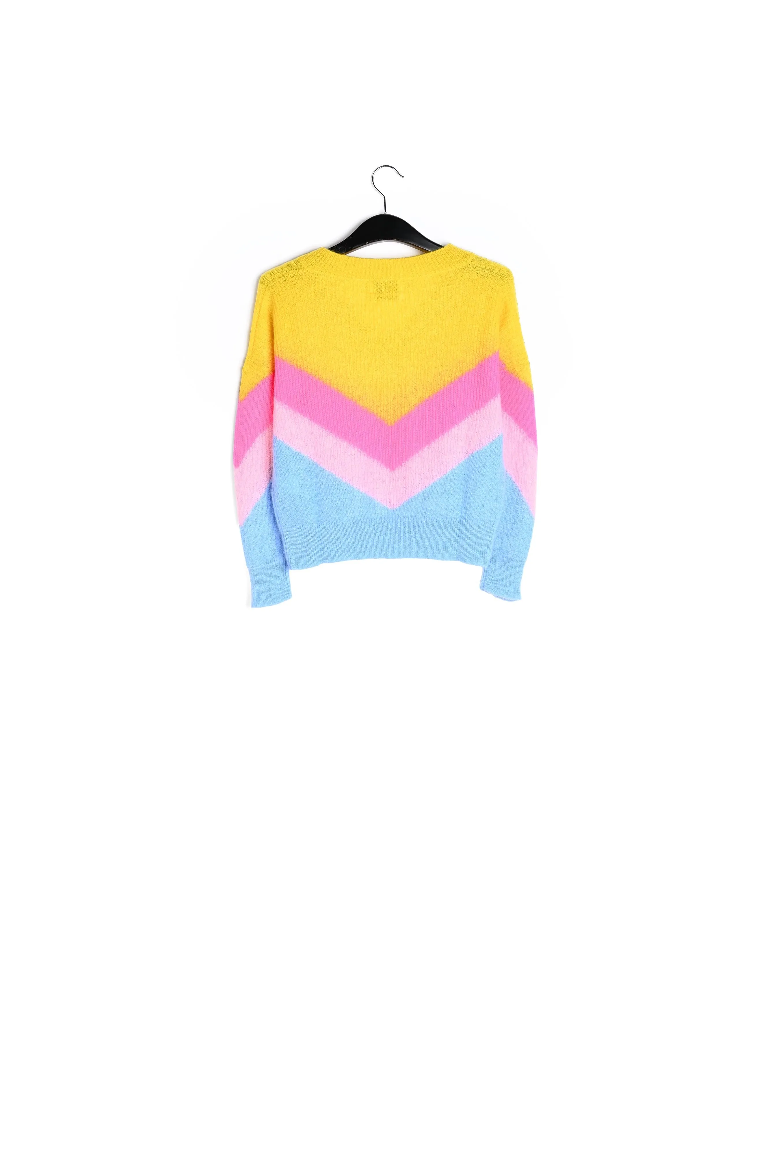 Yellow, pink and blue v pattern sweater