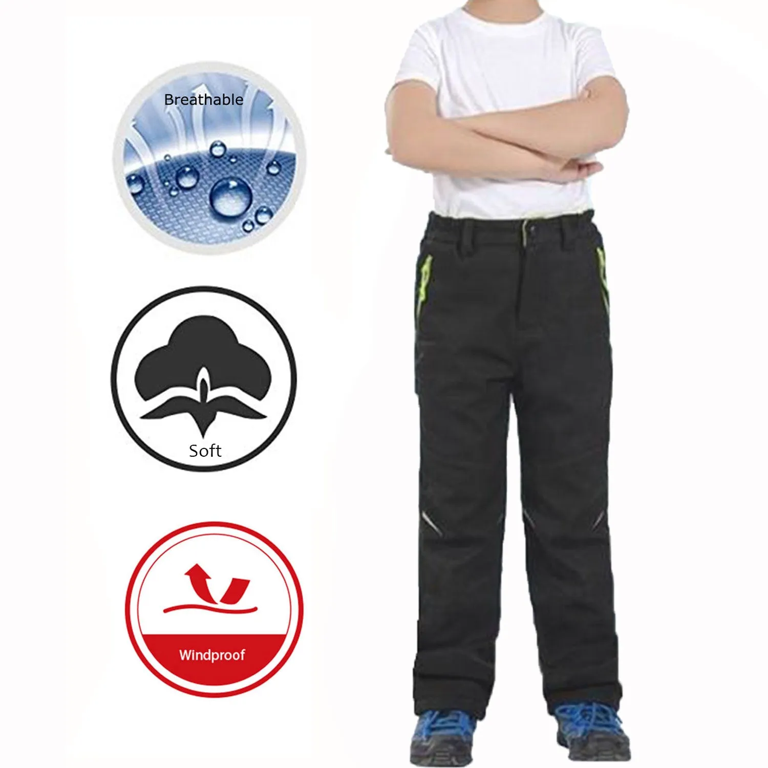 YUSHOW Kids Winter Fleece Lined Waterproof Hiking Pants